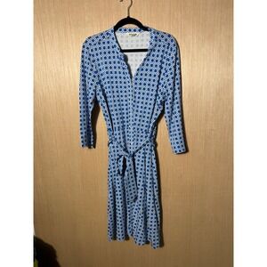 Boden Blue and White Patterned Midi Dress
